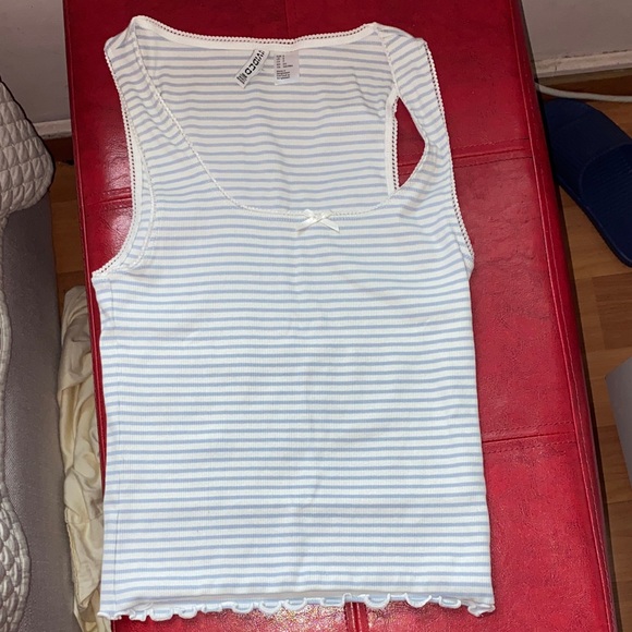 H&M Light Blue and White Striped Tank Top - Picture 1 of 1